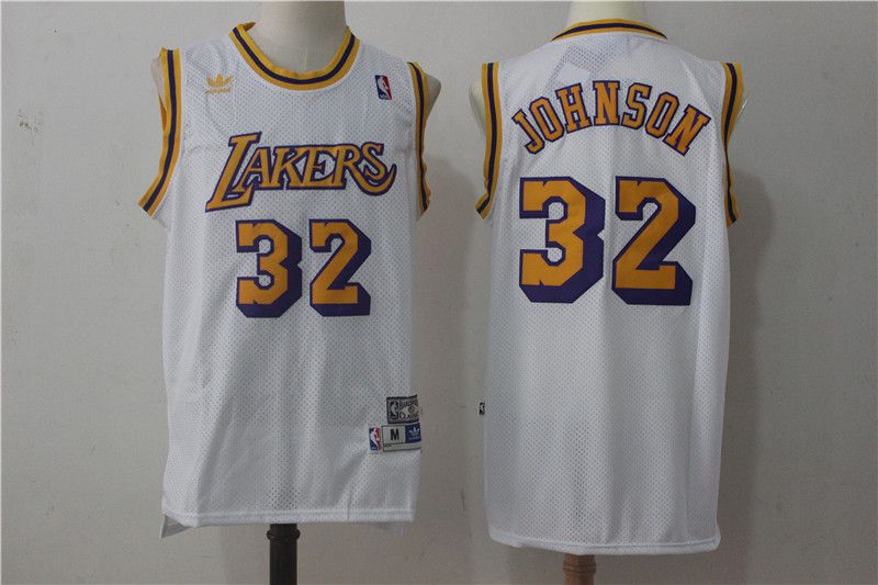 Men Los Angeles Lakers #32 Johnson White Throwback NBA Jerseys->memphis grizzlies->NBA Jersey